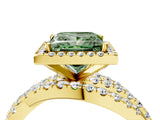 Yellow gold Fancy Green Princess  Cut Halo Split Shank Prong Setting Ring_16