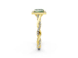 Yellow gold Fancy Green Princess Cut Halo Twist Band with Four-Prong Setting_14