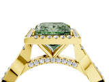 Yellow gold Fancy Green Princess Cut Halo Twist Band with Four-Prong Setting_16