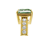 Yellow gold Fancy Green Princess  Cut Milgrain Channel Set Engagement Ring with Solitaire Prong Setting_5