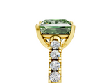 Yellow gold Fancy Green Princess  Cut Pavé Band Solitaire Ring with Four-Prong Setting_5