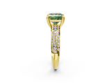 Yellow gold Fancy Green Princess  Cut Pave Diamond Engagement Ring with Channel Set Band and Four-Prong Setting_2