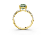 Yellow gold Fancy Green Princess  Cut Pave Diamond Engagement Ring with Channel Set Band and Four-Prong Setting_3