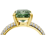 Yellow gold Fancy Green Princess  Cut Pave Diamond Engagement Ring with Channel Set Band and Four-Prong Setting_4