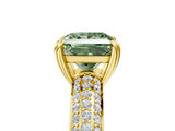 Yellow gold Fancy Green Princess  Cut Pave Diamond Engagement Ring with Channel Set Band and Four-Prong Setting_5