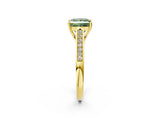 Yellow gold Fancy Green Princess Cut Solitaire Cathedral Diamond Engagement Ring with Channel-Set Band and Four-Prong Setting_5