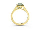 Yellow gold Fancy Green Princess Cut Solitaire Cathedral Diamond Engagement Ring with Channel-Set Band and Four-Prong Setting_6