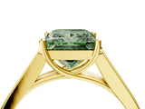 Yellow gold Fancy Green Princess Cut Solitaire Cathedral Diamond Engagement Ring with Channel-Set Band and Four-Prong Setting_7