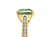 Yellow gold Fancy Green Princess Cut Solitaire Cathedral Diamond Engagement Ring with Channel-Set Band and Four-Prong Setting_8