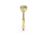 Yellow gold Fancy Green Princess Cut Solitaire Diamond Engagement Ring with Pavé Band and Six-Prong Setting_14