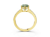Yellow gold Fancy Green Princess Cut Solitaire Diamond Engagement Ring with Pavé Band and Six-Prong Setting_15