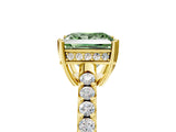 Yellow gold Fancy Green Princess Cut Solitaire Diamond Engagement Ring with Pavé Band and Six-Prong Setting_17