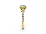 Yellow gold Fancy Green Princess  Cut Solitaire Diamond Engagement Ring with Pave Band and Four-Prong Setting_2