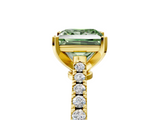 Yellow gold Fancy Green Princess  Cut Solitaire Diamond Engagement Ring with Pave Band and Four-Prong Setting_5