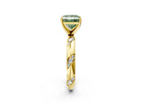 Yellow gold Fancy Green Princess Cut Solitaire Diamond Engagement Ring with Twisted Pave Band and Four-Prong Setting_5
