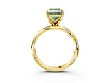Yellow gold Fancy Green Princess Cut Solitaire Diamond Engagement Ring with Twisted Pave Band and Four-Prong Setting_6