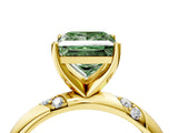 Yellow gold Fancy Green Princess Cut Solitaire Diamond Engagement Ring with Twisted Pave Band and Four-Prong Setting_7