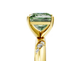 Yellow gold Fancy Green Princess Cut Solitaire Diamond Engagement Ring with Twisted Pave Band and Four-Prong Setting_8
