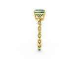 Yellow gold Fancy Green Princess Cut Solitaire Diamond Ring with Infinity Twist Band and Four-Prong Setting_2