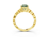 Yellow gold Fancy Green Princess Cut Solitaire Diamond Ring with Infinity Twist Band and Four-Prong Setting_3