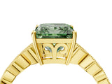 Yellow gold Fancy Green Princess Cut Solitaire Diamond Ring with Infinity Twist Band and Four-Prong Setting_4