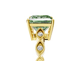 Yellow gold Fancy Green Princess Cut Solitaire Diamond Ring with Infinity Twist Band and Four-Prong Setting_5