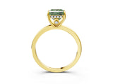 Yellow gold Fancy Green Princess Cut Solitaire Diamond Ring with Prong Setting and Plain Band_3