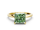 Yellow gold Fancy Green Princess Cut Solitaire Diamond Ring with Six-Prong Setting and Classic Band_12