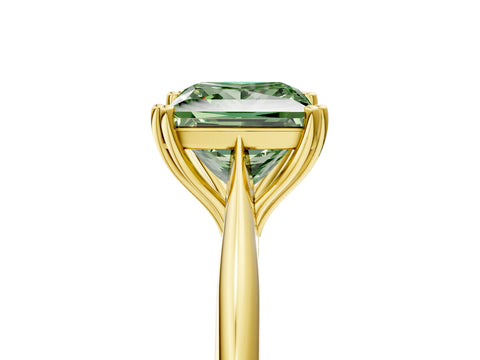 Yellow gold Fancy Green Princess Cut Solitaire Diamond Ring with Six-Prong Setting and Classic Band_5