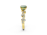 Yellow gold Fancy Green Princess  Cut Solitaire Diamond Twisted Band with Pave Setting_2