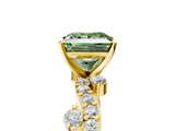 Yellow gold Fancy Green Princess  Cut Solitaire Diamond Twisted Band with Pave Setting_5