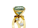Yellow gold Fancy Green Princess  Cut Solitaire Diamond with Side Stones on Criss-Cross Band and Four-Prong Setting_5