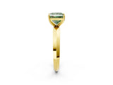 Yellow gold Fancy Green Princess  Cut Solitaire Engagement Ring with Flat Band and Four-Prong Setting 2