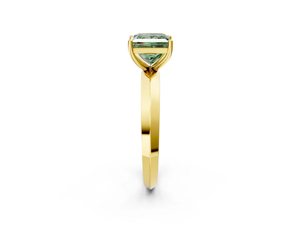 Yellow Gold Princess Cut Knife-Edge Solitaire Engagement Ring Setting for Fancy Green Center