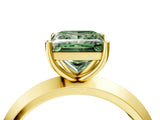 Yellow gold Fancy Green Princess  Cut Solitaire Engagement Ring with Flat Band and Four-Prong Setting 4