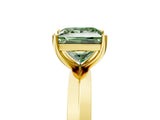 Yellow gold Fancy Green Princess  Cut Solitaire Engagement Ring with Flat Band and Four-Prong Setting 5