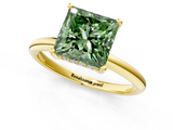 Yellow gold Fancy Green Princess  Cut Solitaire Engagement Ring with Four-Prong Setting and Classic Band_1