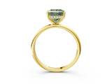 Yellow gold Fancy Green Princess  Cut Solitaire Engagement Ring with Four-Prong Setting and Classic Band_3