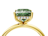 Yellow gold Fancy Green Princess  Cut Solitaire Engagement Ring with Four-Prong Setting and Classic Band_4