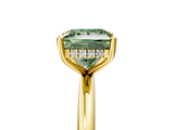 Yellow gold Fancy Green Princess  Cut Solitaire Engagement Ring with Four-Prong Setting and Classic Band_5