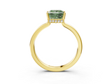 Yellow gold Fancy Green Princess  Cut Solitaire Engagement Ring with Four-Prong Setting on a Classic Band_3
