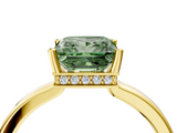 Yellow gold Fancy Green Princess  Cut Solitaire Engagement Ring with Four-Prong Setting on a Classic Band_4
