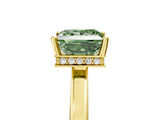 Yellow gold Fancy Green Princess  Cut Solitaire Engagement Ring with Four-Prong Setting on a Classic Band_5