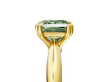 Yellow gold Fancy Green Princess  Cut Solitaire Engagement Ring with Tapered Band and Four-Prong Setting 1
