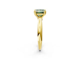Yellow gold Fancy Green Princess  Cut Solitaire Engagement Ring with Tapered Band and Four-Prong Setting 4