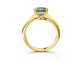 Yellow gold Fancy Green Princess  Cut Solitaire Engagement Ring with Tapered Band and Four-Prong Setting 5