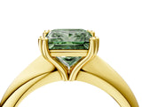 Yellow gold Fancy Green Princess  Cut Solitaire Engagement Ring with Tapered Band and Four-Prong Setting