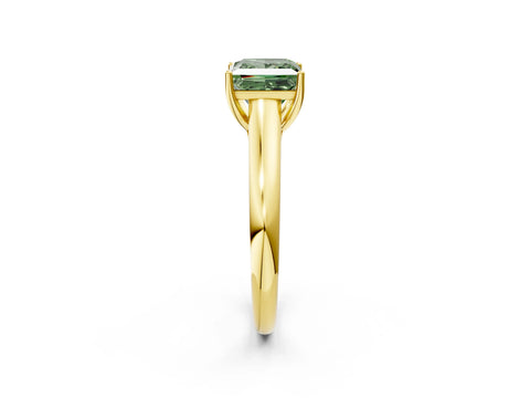 Yellow gold Fancy Green Princess Cut Solitaire Engagement Ring with Tapered Band and Four-Prong Setting_5