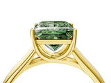 Yellow gold Fancy Green Princess Cut Solitaire Engagement Ring with Tapered Band and Four-Prong Setting_7