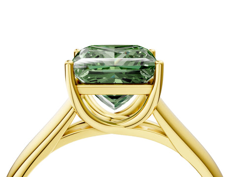 Yellow gold Fancy Green Princess Cut Solitaire Engagement Ring with Tapered Band and Four-Prong Setting_7